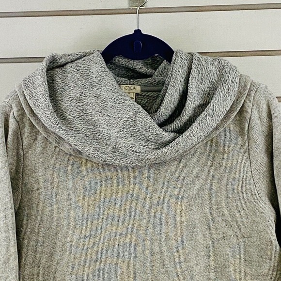 Womens M J.Crew Funnel Neck Sweatshirt Heather Gray Pullover Front Pocket #E0820 - Picture 2 of 6
